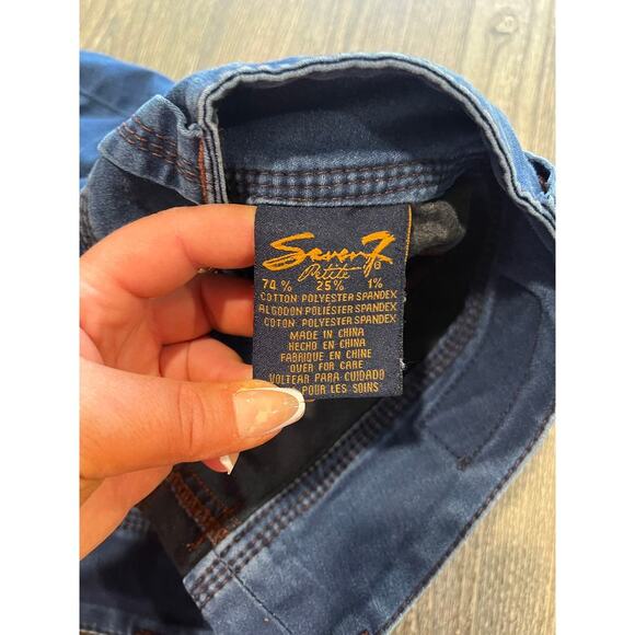 Seven7 Legging Jeans Mid Rise Denim Stretch Cotton Blend Dark Wash Blue Size 4P - Picture 8 of 11